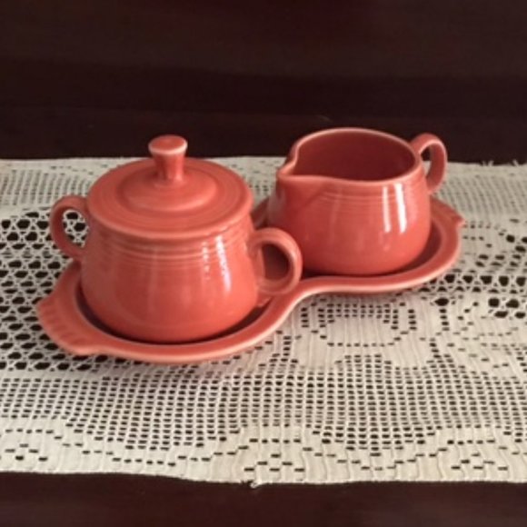 Fiestaware Kitchen Fiestaware Persimmon Sugar Creamer Set With Tray